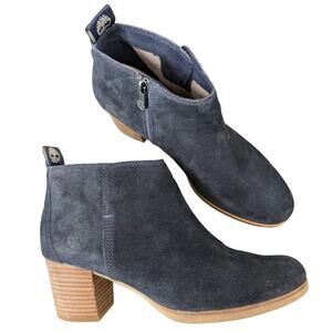 Timberland Eleonor Street Dark Blue Navy Suede Short Heeled Bootie Womens 9.5